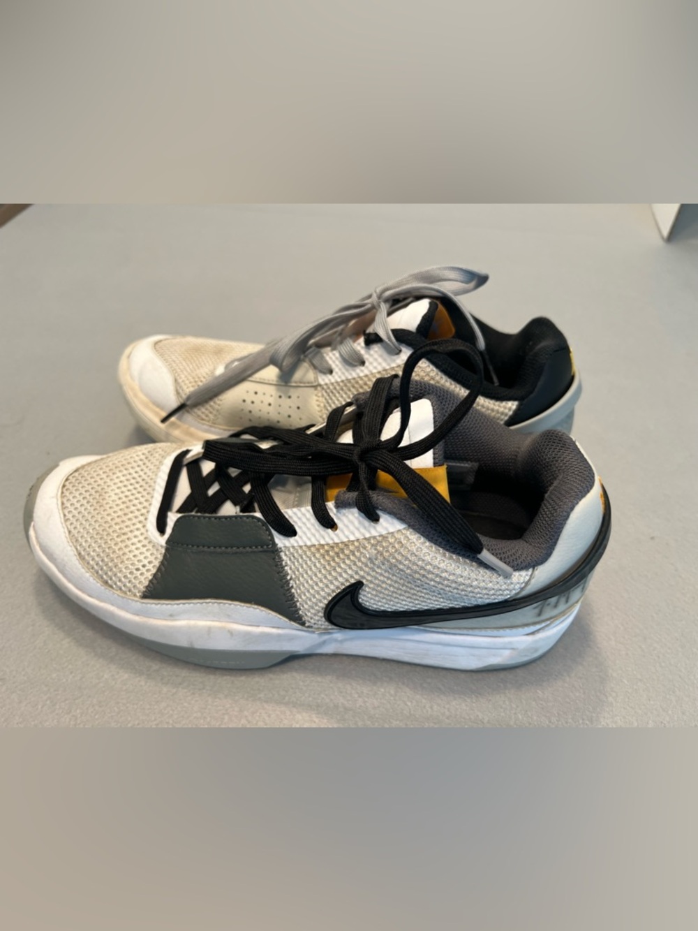 Nike Ja 1 Mismatch White Grey Black Basketball Shoes DR8785-100 Mens Size 9